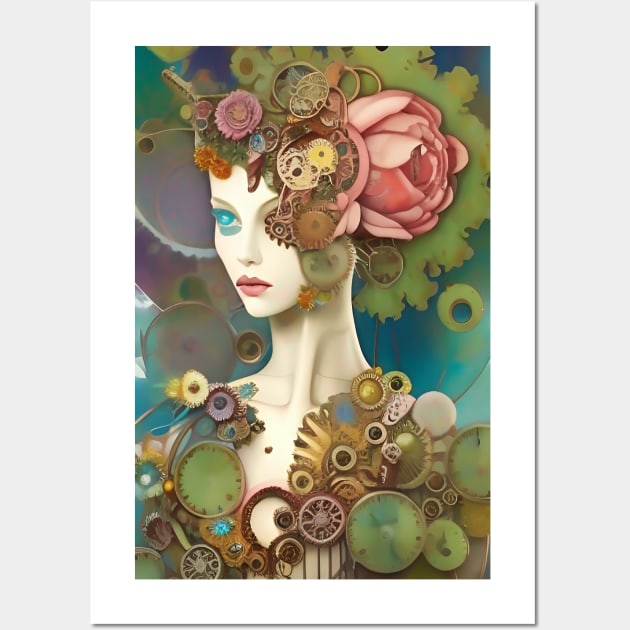 Dreams Surreal Floral Flowers Cute Victorian Girl Steampunk Wall Art by ZiolaRosa